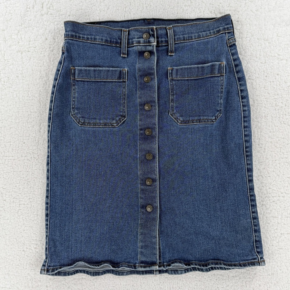 Levi's Skirt Womens 30 Blue Denim Button‎ Pockets Stretch Knee Length Casual